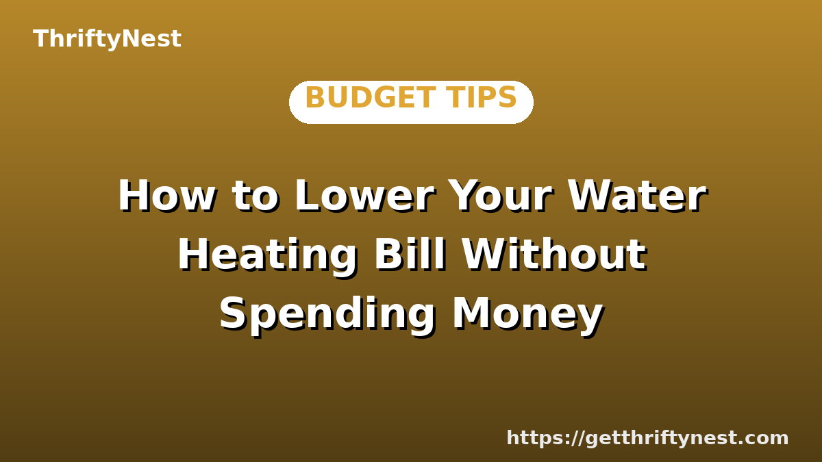 How to Lower Your Water Heating Bill Without Spending Money
